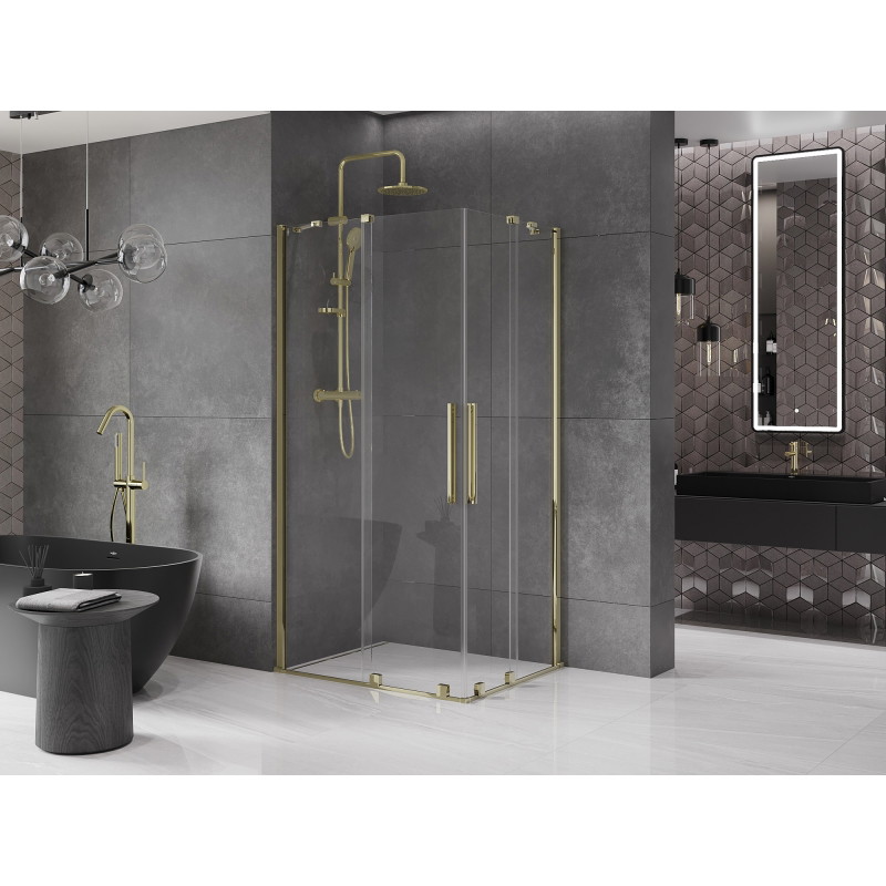 Mexen Velar Duo posuvná sprchová kabína 100 x 90 cm, transparentná, zlatá - 871-100-090-02-50