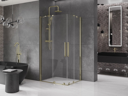 Mexen Velar Duo sprchová kabína, posuvné dvere 100 x 90 cm, Priehľadné, Zlatá - 871-100-090-02-50