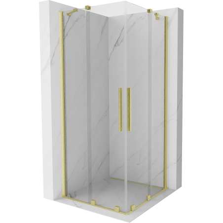 Mexen Velar Duo posuvná sprchová kabína 90 x 90 cm, priehľadná, zlatá kartáčovaná - 871-090-090-02-55