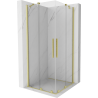 Mexen Velar Duo posuvná sprchová kabína 90 x 90 cm, priehľadná, zlatá kartáčovaná - 871-090-090-02-55