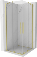 Mexen Velar Duo sprchová kabína, posuvné dvere 90 x 90 cm, Priehľadné, Zlatá kefovaná- 871-090-090-02-55