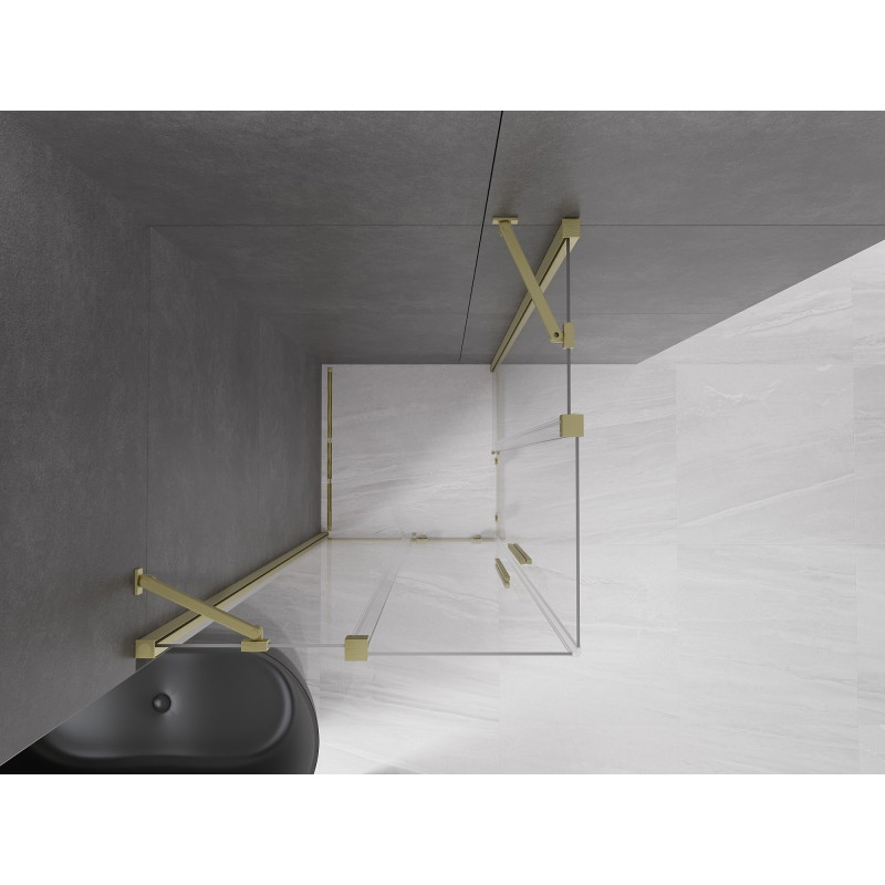 Mexen Velar Duo posuvná sprchová kabína 90 x 90 cm, priehľadná, zlatá kartáčovaná - 871-090-090-02-55