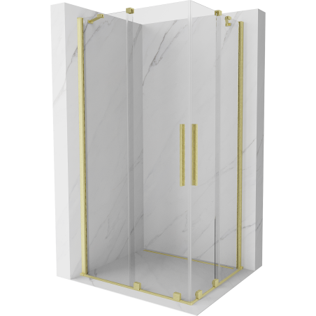 Mexen Velar Duo posuvná sprchová kabína 90 x 80 cm, priehľadná, brúsená zlatá - 871-090-080-02-55