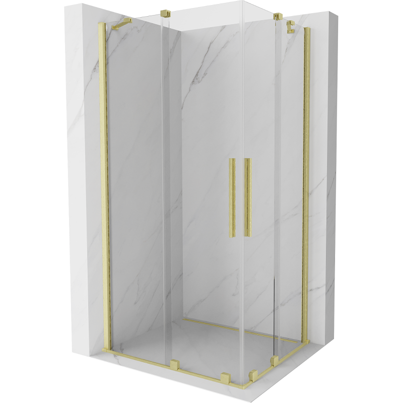 Mexen Velar Duo posuvná sprchová kabína 100 x 90 cm, transparentná, zlatá kartáčovaná - 871-100-090-02-55