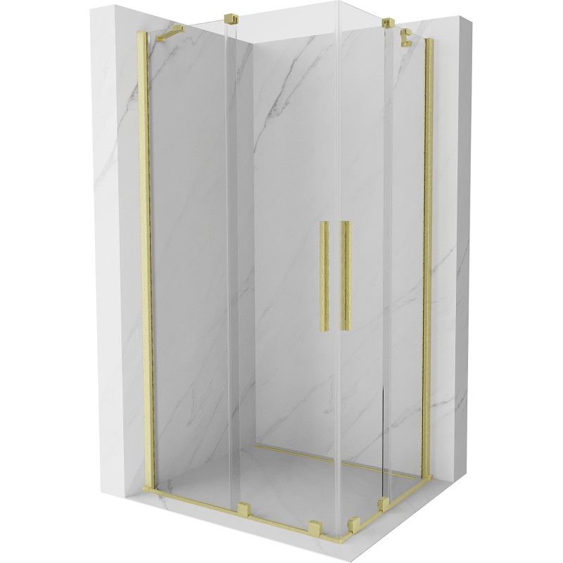 Mexen Velar Duo sprchová kabína posuvná 100 x 90 cm, transparentná, zlatá kartáčovaná - 871-100-090-02-55