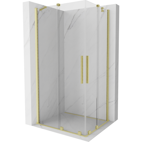 Mexen Velar Duo sprchová kabína posuvná 100 x 90 cm, transparentná, zlatá kartáčovaná - 871-100-090-02-55