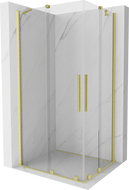 Mexen Velar Duo sprchová kabína, posuvné dvere 100 x 90 cm, Priehľadné, Zlatá kefovaná- 871-100-090-02-55