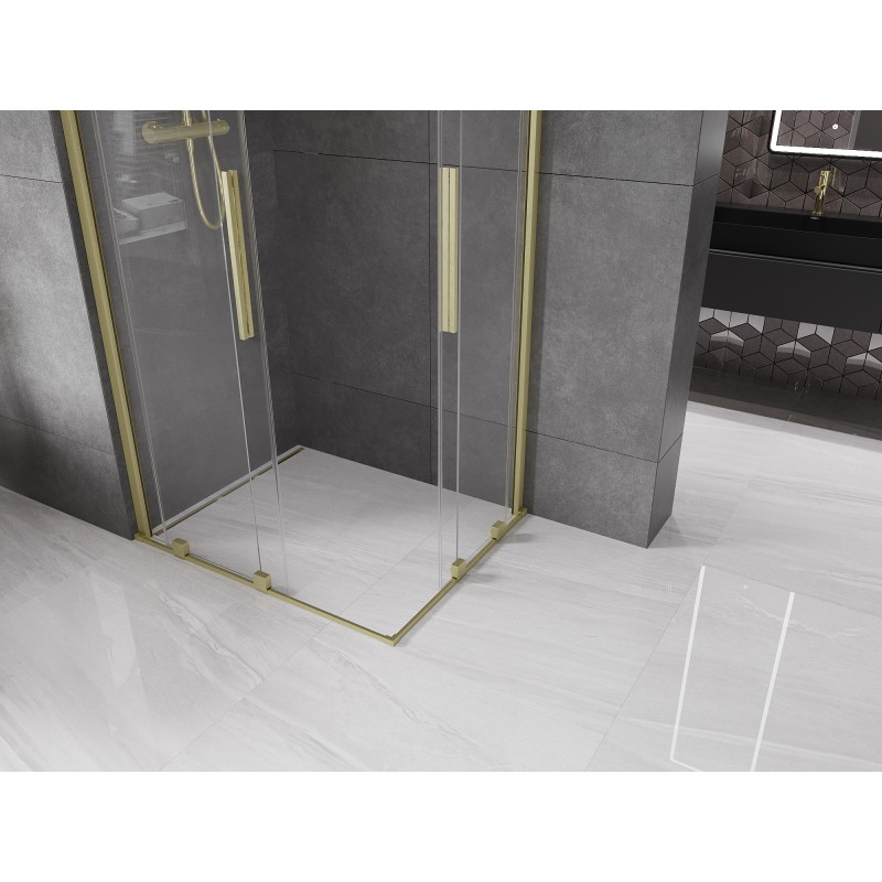 Mexen Velar Duo sprchová kabína posuvná 100 x 90 cm, transparentná, zlatá kartáčovaná - 871-100-090-02-55