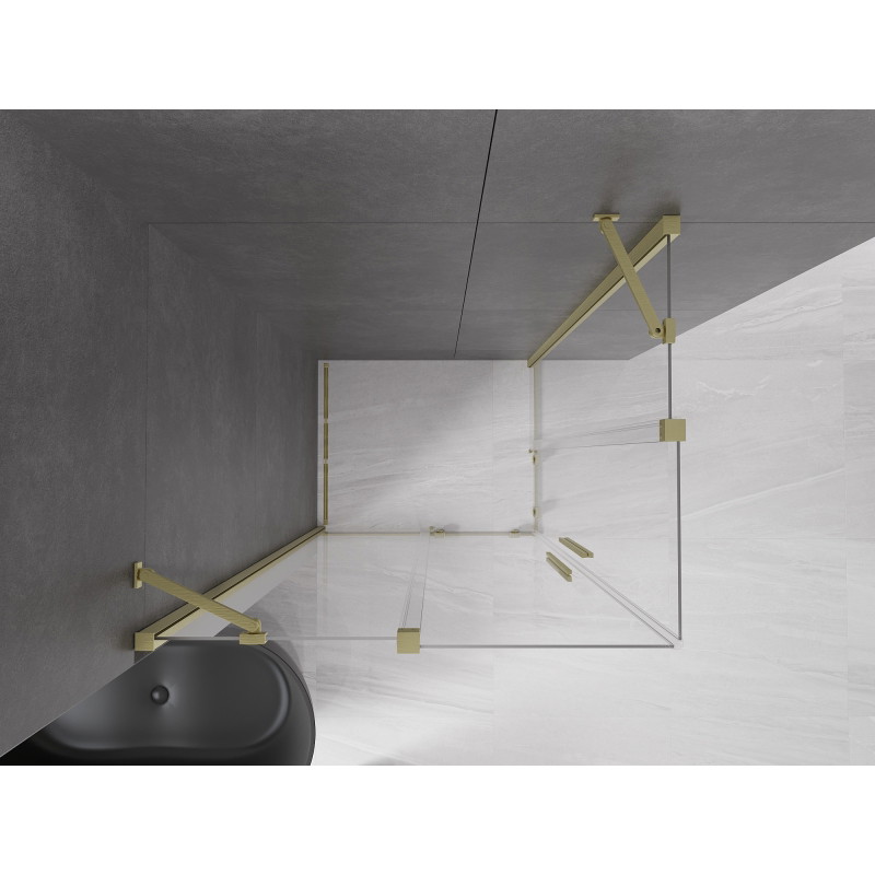Mexen Velar Duo sprchová kabína posuvná 100 x 90 cm, transparentná, zlatá kartáčovaná - 871-100-090-02-55