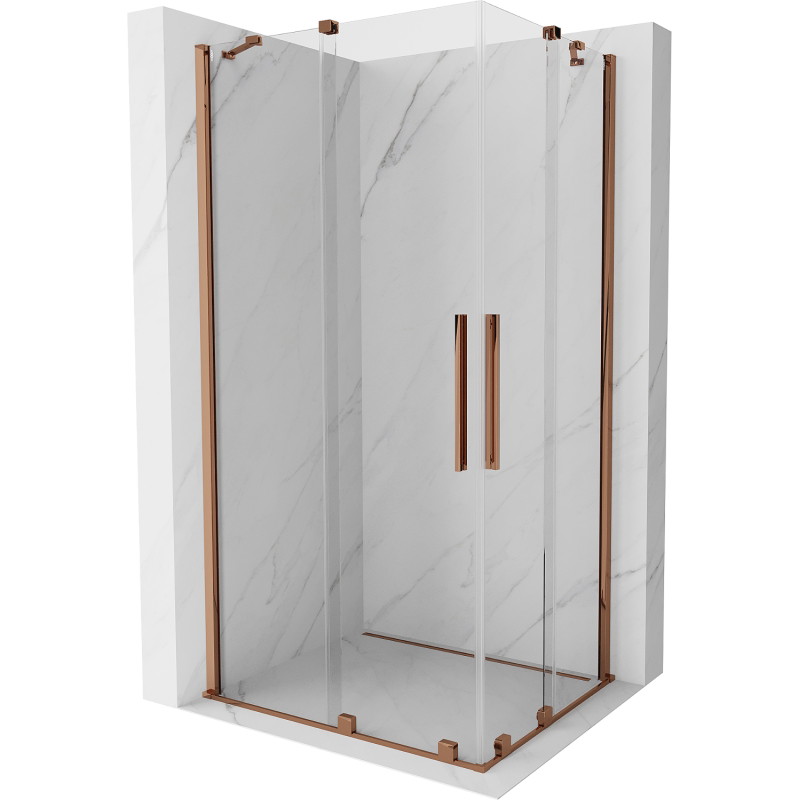 Mexen Velar Duo sprchový kút posuvný 90 x 80 cm, transparentný, ružové zlato - 871-090-080-02-60
