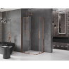 Mexen Velar Duo posuvná sprchová kabína 90 x 80 cm, priehľadná, ružové zlato - 871-090-080-02-60