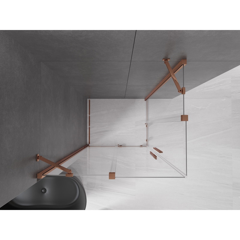 Mexen Velar Duo sprchový kút posuvný 90 x 80 cm, transparentný, ružové zlato - 871-090-080-02-60
