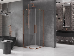 Mexen Velar Duo sprchová kabína posuvná 80 x 80 cm, transparentná, ružové zlato - 871-080-080-02-60