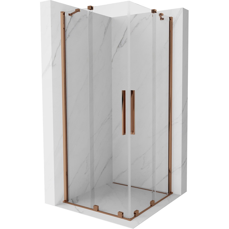 Mexen Velar Duo sprchová kabína posuvná 80 x 80 cm, transparentná, ružové zlato - 871-080-080-02-60