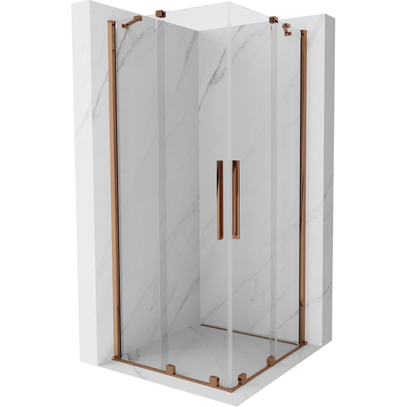 Mexen Velar Duo sprchovací kút posuvný 80 x 80 cm, transparentný, ružové zlato - 871-080-080-02-60