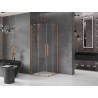 Mexen Velar Duo posuvná sprchová kabína 80 x 80 cm, priehľadná, brúsená meď - 871-080-080-02-65