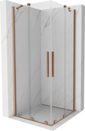 Mexen Velar Duo sprchová kabína, posuvné dvere 90 x 90 cm, Priehľadné, kefovaná meď - 871-090-090-02-65