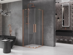 Mexen Velar Duo sprchová kabína posuvná 90 x 90 cm, transparentná, brúsená meď - 871-090-090-02-65