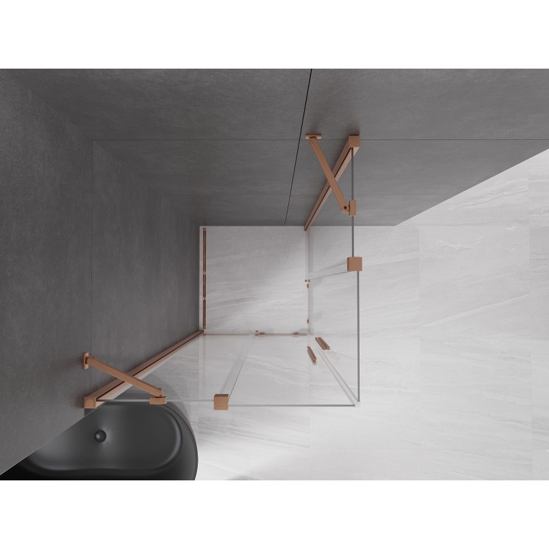 Mexen Velar Duo sprchová kabína posuvná 90 x 90 cm, transparentná, brúsená meď - 871-090-090-02-65