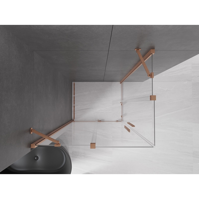 Mexen Velar Duo posuvná sprchová kabína 90 x 80 cm, transparentná, brúsená meď - 871-090-080-02-65