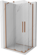 Mexen Velar Duo kabína so sprchou posuvná 100 x 90 cm, transparentná, brúsená meď - 871-100-090-02-65