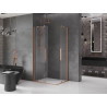 Mexen Velar Duo kabína so sprchou posuvná 100 x 90 cm, transparentná, brúsená meď - 871-100-090-02-65