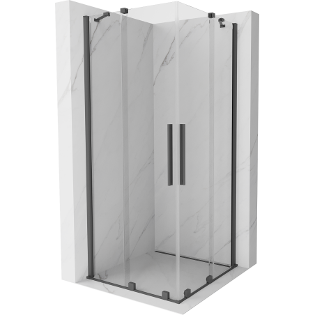Mexen Velar Duo posuvná sprchová kabína 90 x 90 cm, transparentná, brúsená zbraňovo sivá - 871-090-090-02-66