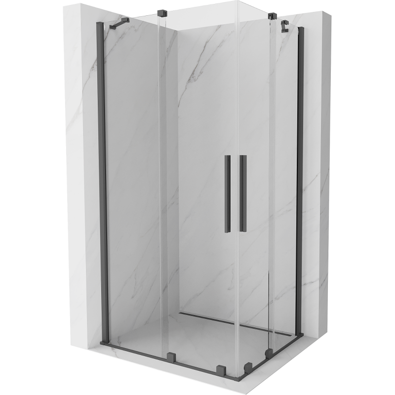 Mexen Velar Duo sprchová kabína posuvná 90 x 80 cm, transparentná, kartáčovaná gun gray - 871-090-080-02-66
