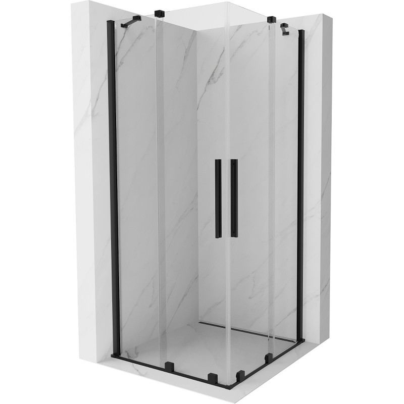 Mexen Velar Duo posuvná sprchová kabína 90 x 90 cm, priehľadná, čierna - 871-090-090-02-70