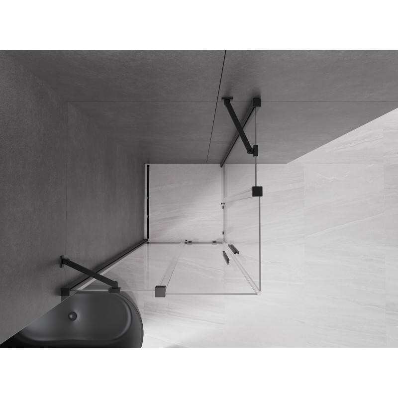 Mexen Velar Duo posuvná sprchová kabína 90 x 90 cm, priehľadná, čierna - 871-090-090-02-70