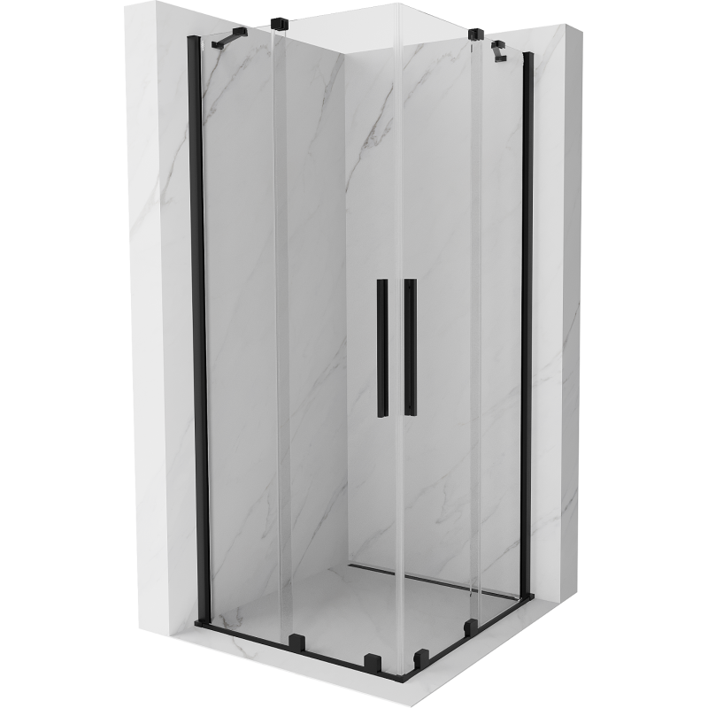 Mexen Velar Duo sprchová kabína, posuvné dvere 100 x 100 cm, Priehľadné, Čierna - 871-100-100-02-70