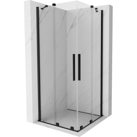 Mexen Velar Duo sprchovací kút posuvný 100 x 100 cm, transparentný, čierny - 871-100-100-02-70