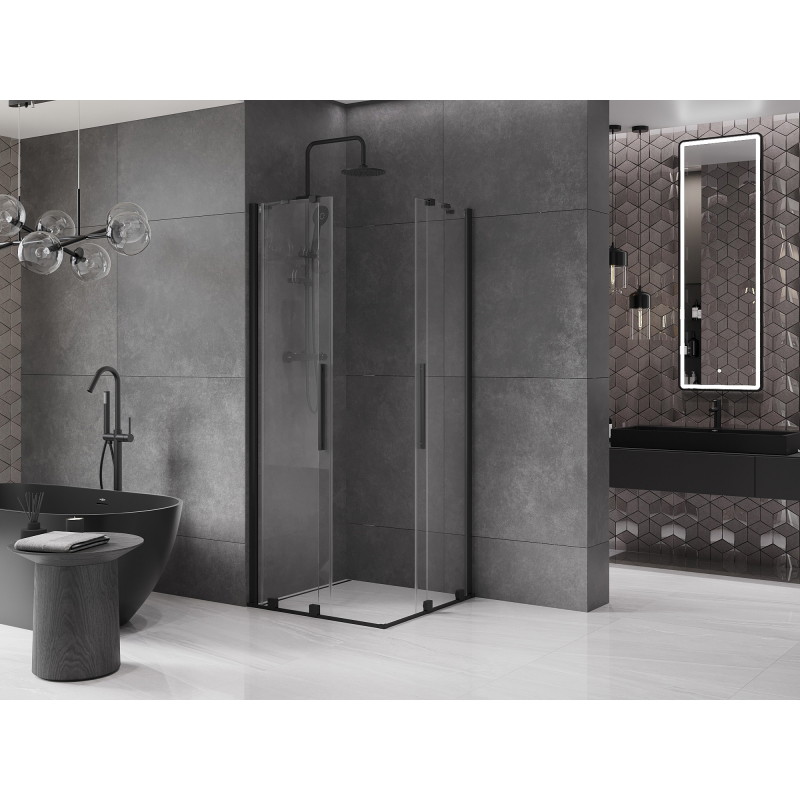 Mexen Velar Duo sprchovací kút posuvný 100 x 100 cm, transparentný, čierny - 871-100-100-02-70