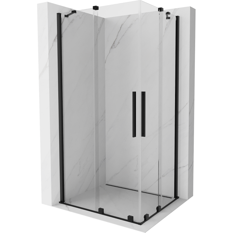 Mexen Velar Duo posuvná sprchová kabína 90 x 80 cm, transparentná, čierna - 871-090-080-02-70
