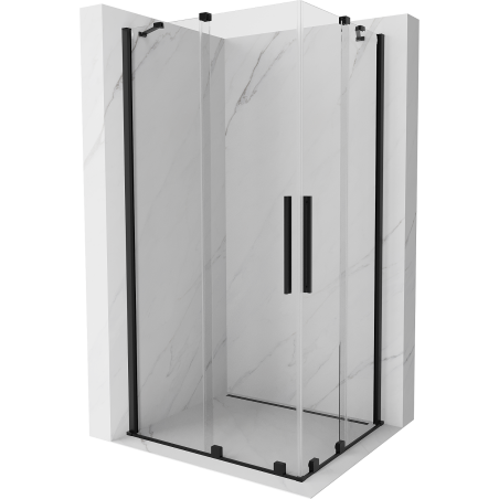Mexen Velar Duo posuvná sprchová kabína 90 x 80 cm, transparentná, čierna - 871-090-080-02-70