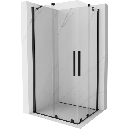 Mexen Velar Duo sprchová kabína posuvná 90 x 80 cm, transparentná, čierna - 871-090-080-02-70