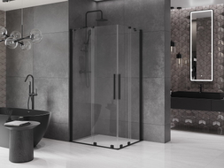 Mexen Velar Duo zasúvacia sprchová kabína 90 x 80 cm, transparentná, čierna - 871-090-080-02-70
