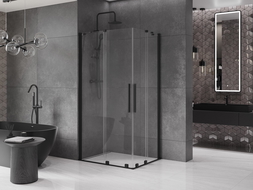 Mexen Velar Duo posuvná sprchová kabína 100 x 90 cm, priehľadná, čierna - 871-100-090-02-70