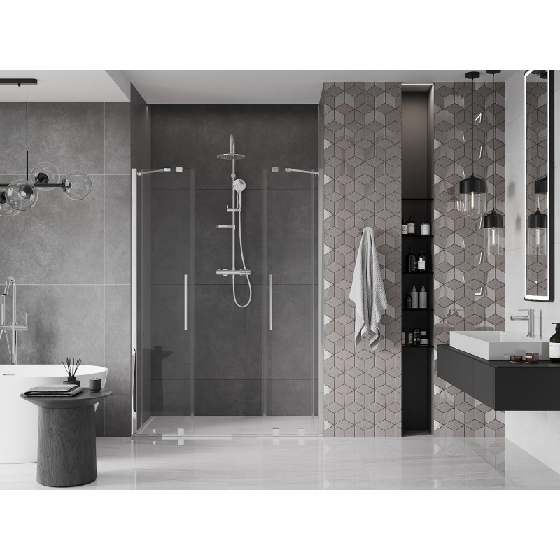 Mexen Velar Duo sprchové dvere posuvné 140 cm, priehľadné, chróm - 871-140-000-02-01