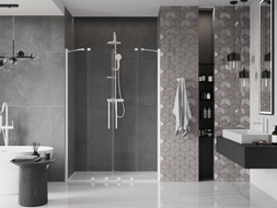 Mexen Velar Duo posuvné sprchové dvere 150 cm, priehľadné, biele - 871-150-000-02-20