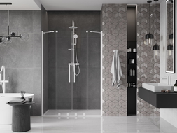 Mexen Velar Duo posúvacie sprchové dvere 160 cm, Priehľadné, Biele - 871-160-000-02-20