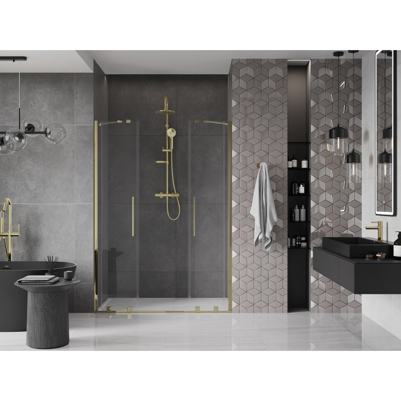 Mexen Velar Duo sprchové dvere posuvné 160 cm, transparentné, zlaté - 871-160-000-02-50