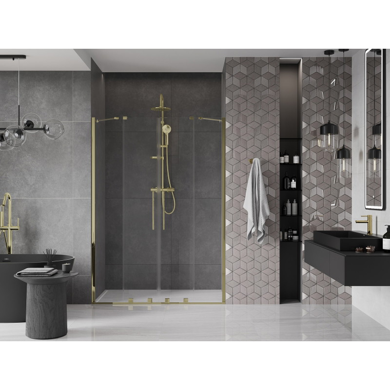 Mexen Velar Duo sprchové dvere posuvné 160 cm, transparentné, zlaté - 871-160-000-02-50