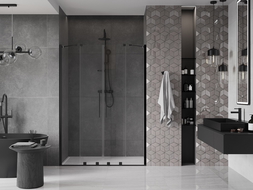 Mexen Velar Duo posuvné sprchové dvere 140 cm, transparentné, čierne - 871-140-000-02-70
