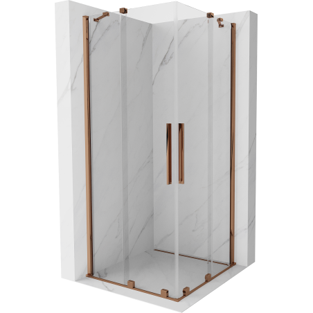 Mexen Velar Duo posuvná sprchová kabína 100 x 100 cm, transparentná, ružové zlato - 871-100-100-02-60
