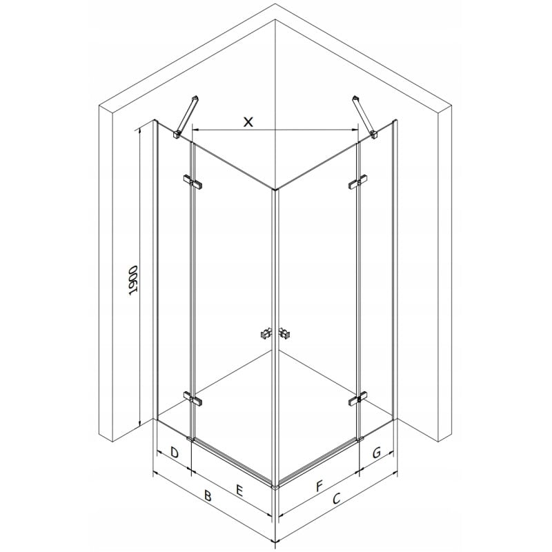 Mexen Roma Duo sprchová kabína výkyvná 100 x 100 cm, transparentná, čierna + sprchová vanička Flat - 854-100-100-70-02-4010B