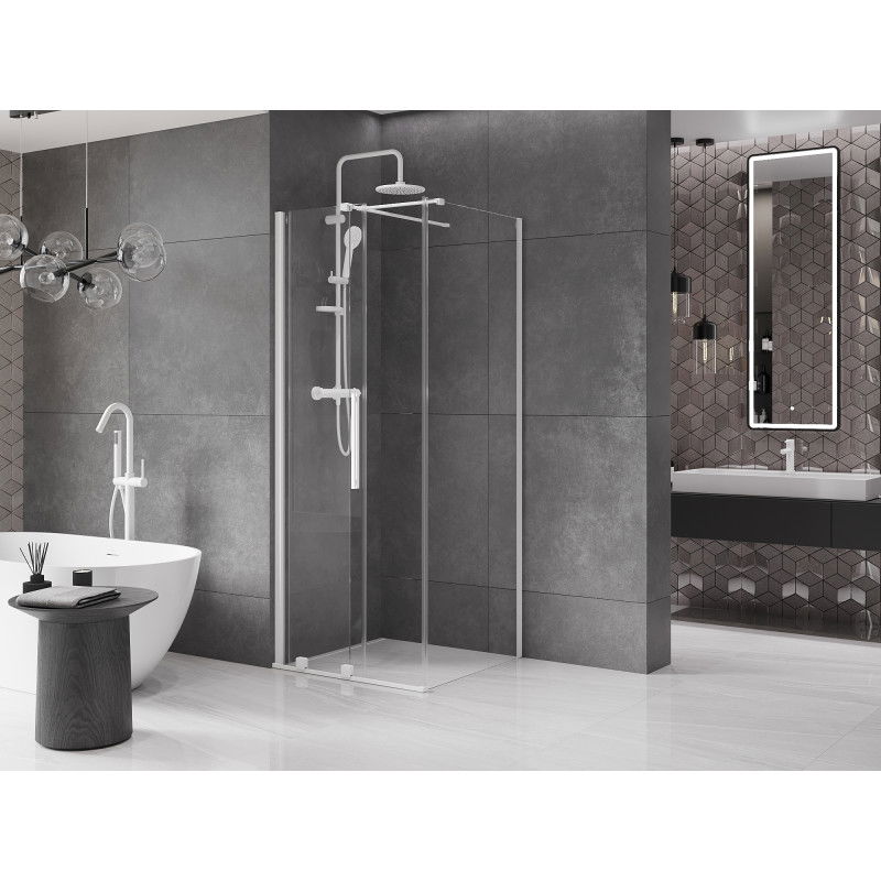 Mexen Velar sprchový kút posuvný 90 x 90 cm, priehľadný, biely - 871-090-090-01-20