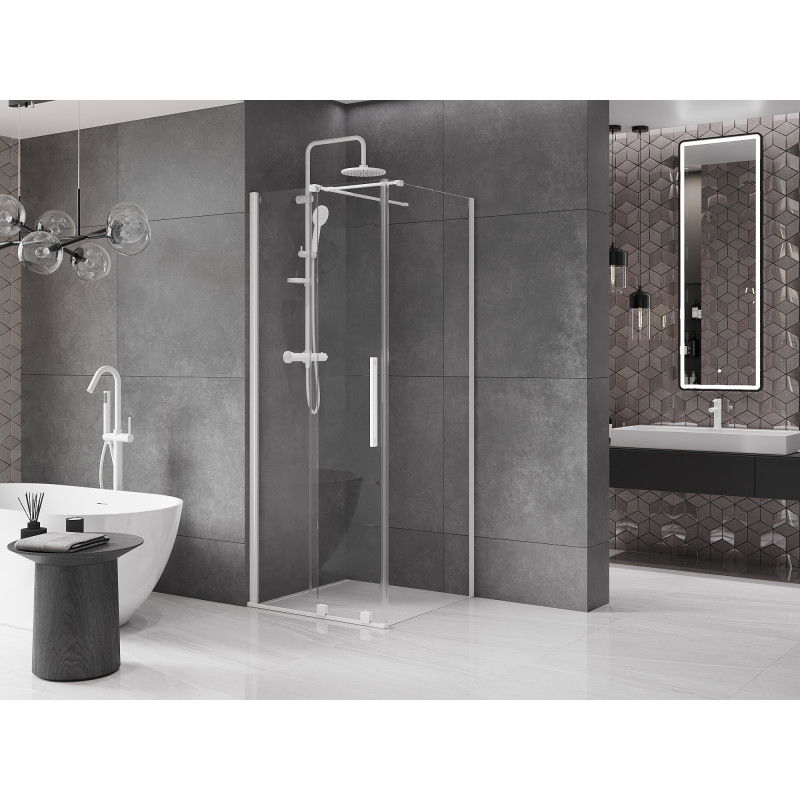 Mexen Velar sprchový kút posuvný 90 x 90 cm, priehľadný, biely - 871-090-090-01-20