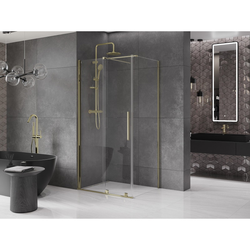 Mexen Velar posuvná sprchová kabína 100 x 110 cm, priehľadná, zlatá - 871-100-110-01-50