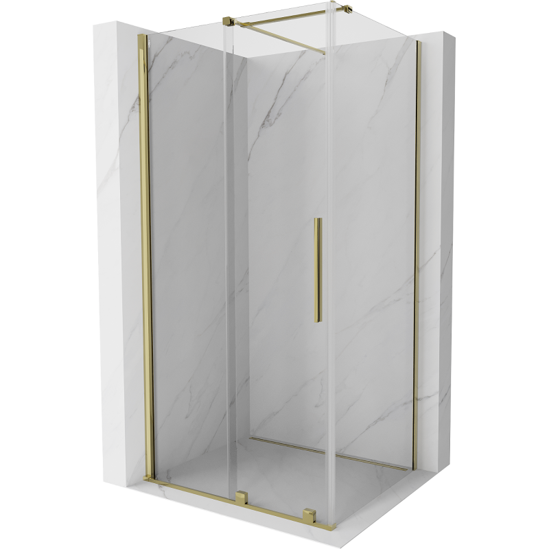Mexen Velar sprchová kabína, posuvné dvere 140 x 100 cm, Priehľadné, Zlatá - 871-140-100-01-50